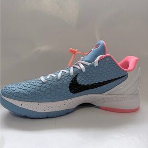 Nike Women's Sky Blue and Pink Tennis Shoe with Black Swoosh